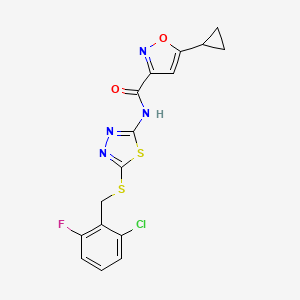 molecular formula C16H12ClFN4O2S2 B3016366 N-(5-((2-chloro-6-fluorobenzyl)thio)-1,3,4-thiadiazol-2-yl)-5-cyclopropylisoxazole-3-carboxamide CAS No. 1351611-60-3