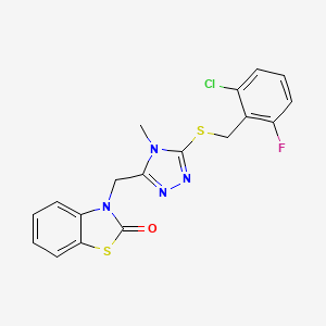molecular formula C18H14ClFN4OS2 B3016367 3-((5-((2-chloro-6-fluorobenzyl)thio)-4-methyl-4H-1,2,4-triazol-3-yl)methyl)benzo[d]thiazol-2(3H)-one CAS No. 847400-83-3