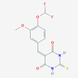 molecular formula C13H10F2N2O4S B301637 5-[4-(difluoromethoxy)-3-methoxybenzylidene]-2-thioxodihydro-4,6(1H,5H)-pyrimidinedione 