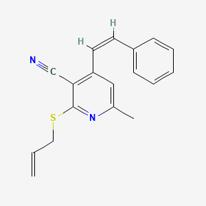 molecular formula C18H16N2S B3016373 2-(Allylsulfanyl)-6-methyl-4-styrylnicotinonitrile CAS No. 1164458-94-9