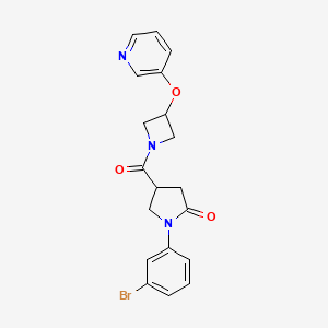 molecular formula C19H18BrN3O3 B3016378 1-(3-Bromophenyl)-4-(3-(pyridin-3-yloxy)azetidine-1-carbonyl)pyrrolidin-2-one CAS No. 1904208-82-7