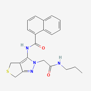 molecular formula C21H22N4O2S B3016380 N-(2-(2-oxo-2-(propylamino)ethyl)-4,6-dihydro-2H-thieno[3,4-c]pyrazol-3-yl)-1-naphthamide CAS No. 1105247-28-6