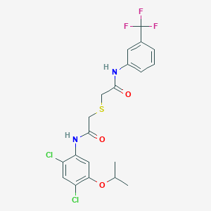 molecular formula C20H19Cl2F3N2O3S B3016382 2-{[2-(2,4-dichloro-5-isopropoxyanilino)-2-oxoethyl]sulfanyl}-N-[3-(trifluoromethyl)phenyl]acetamide CAS No. 341964-74-7