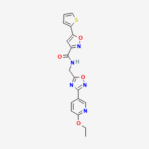 molecular formula C18H15N5O4S B3016383 N-((3-(6-ethoxypyridin-3-yl)-1,2,4-oxadiazol-5-yl)methyl)-5-(thiophen-2-yl)isoxazole-3-carboxamide CAS No. 2034507-34-9