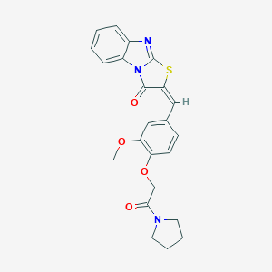molecular formula C23H21N3O4S B301639 2-{3-methoxy-4-[2-oxo-2-(1-pyrrolidinyl)ethoxy]benzylidene}[1,3]thiazolo[3,2-a]benzimidazol-3(2H)-one 
