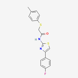 molecular formula C18H15FN2OS2 B3016396 N-[4-(4-fluorophenyl)-1,3-thiazol-2-yl]-2-[(4-methylphenyl)sulfanyl]acetamide CAS No. 338957-70-3