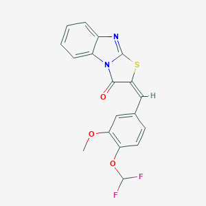 molecular formula C18H12F2N2O3S B301640 (2E)-2-[4-(difluoromethoxy)-3-methoxybenzylidene][1,3]thiazolo[3,2-a]benzimidazol-3(2H)-one 
