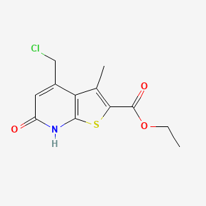 molecular formula C12H12ClNO3S B3016401 Ethyl 4-(chloromethyl)-3-methyl-6-oxo-6,7-dihydrothieno[2,3-b]pyridine-2-carboxylate CAS No. 923229-48-5