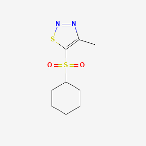 molecular formula C9H14N2O2S2 B3016407 5-(Cyclohexylsulfonyl)-4-methyl-1,2,3-thiadiazole CAS No. 338408-68-7