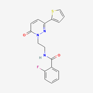 molecular formula C17H14FN3O2S B3016409 2-fluoro-N-(2-(6-oxo-3-(thiophen-2-yl)pyridazin-1(6H)-yl)ethyl)benzamide CAS No. 946264-35-3