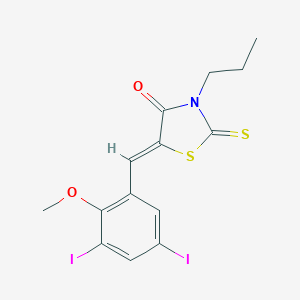 molecular formula C14H13I2NO2S2 B301641 5-(3,5-Diiodo-2-methoxybenzylidene)-3-propyl-2-thioxo-1,3-thiazolidin-4-one 