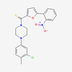 molecular formula C22H20ClN3O3S B3016411 (4-(3-Chloro-4-methylphenyl)piperazin-1-yl)(5-(2-nitrophenyl)furan-2-yl)methanethione CAS No. 941947-19-9