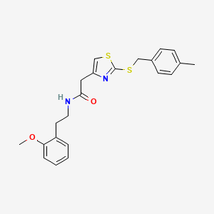 molecular formula C22H24N2O2S2 B3016417 N-(2-甲氧基苯乙基)-2-(2-((4-甲基苄基)硫代)噻唑-4-基)乙酰胺 CAS No. 941875-83-8