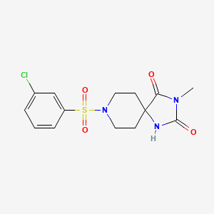 molecular formula C14H16ClN3O4S B3016425 8-((3-Chlorophenyl)sulfonyl)-3-methyl-1,3,8-triazaspiro[4.5]decane-2,4-dione CAS No. 941970-90-7