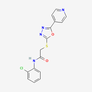 molecular formula C15H11ClN4O2S B3016434 N-(2-氯苯基)-2-[(5-吡啶-4-基-1,3,4-恶二唑-2-基)硫代]乙酰胺 CAS No. 694500-01-1