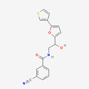 molecular formula C18H14N2O3S B3016439 3-cyano-N-(2-hydroxy-2-(5-(thiophen-3-yl)furan-2-yl)ethyl)benzamide CAS No. 2034489-81-9