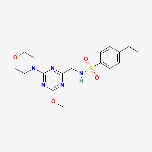 molecular formula C17H23N5O4S B3016440 4-ethyl-N-((4-methoxy-6-morpholino-1,3,5-triazin-2-yl)methyl)benzenesulfonamide CAS No. 2034353-31-4