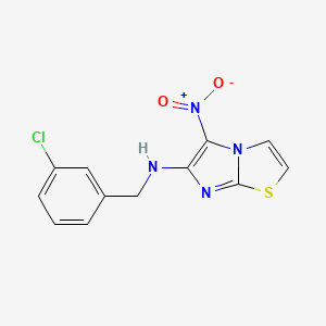molecular formula C12H9ClN4O2S B3016445 N-(3-chlorobenzyl)-5-nitroimidazo[2,1-b][1,3]thiazol-6-amine CAS No. 339008-17-2