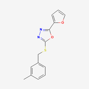 molecular formula C14H12N2O2S B3016446 2-(2-Furyl)-5-[(3-methylbenzyl)sulfanyl]-1,3,4-oxadiazole CAS No. 477856-54-5