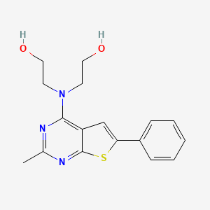 molecular formula C17H19N3O2S B3016455 2-[(2-羟乙基)({2-甲基-6-苯基噻吩并[2,3-d]嘧啶-4-基})氨基]乙醇 CAS No. 125661-24-7