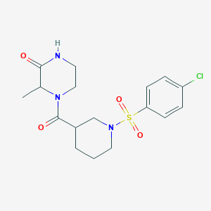 molecular formula C17H22ClN3O4S B3016469 4-(1-((4-Chlorophenyl)sulfonyl)piperidine-3-carbonyl)-3-methylpiperazin-2-one CAS No. 1214209-79-6