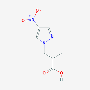 molecular formula C7H9N3O4 B3016476 2-甲基-3-(4-硝基-1H-吡唑-1-基)丙酸 CAS No. 956935-29-8