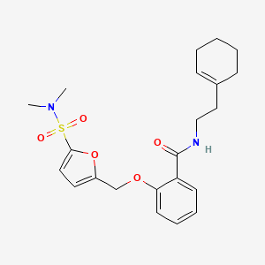 molecular formula C22H28N2O5S B3016477 N-(2-(cyclohex-1-en-1-yl)ethyl)-2-((5-(N,N-dimethylsulfamoyl)furan-2-yl)methoxy)benzamide CAS No. 1207052-04-7