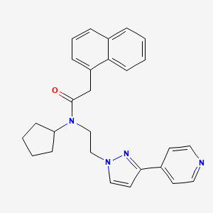 molecular formula C27H28N4O B3016480 N-环戊基-2-(萘-1-基)-N-(2-(3-(吡啶-4-基)-1H-吡唑-1-基)乙基)乙酰胺 CAS No. 2034279-43-9