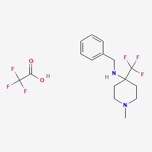 molecular formula C16H20F6N2O2 B3016484 N-benzyl-1-methyl-4-(trifluoromethyl)piperidin-4-amine, trifluoroacetic acid CAS No. 1797129-40-8