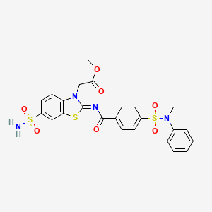 molecular formula C25H24N4O7S3 B3016488 (Z)-methyl 2-(2-((4-(N-ethyl-N-phenylsulfamoyl)benzoyl)imino)-6-sulfamoylbenzo[d]thiazol-3(2H)-yl)acetate CAS No. 865199-48-0