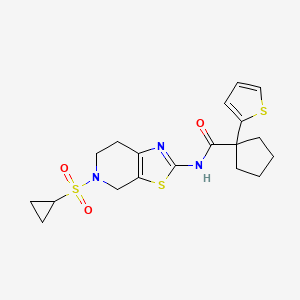 molecular formula C19H23N3O3S3 B3016497 N-(5-(环丙基磺酰基)-4,5,6,7-四氢噻唑并[5,4-c]吡啶-2-基)-1-(噻吩-2-基)环戊烷甲酰胺 CAS No. 1421450-14-7
