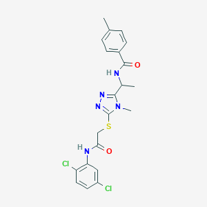 molecular formula C21H21Cl2N5O2S B301650 N-[1-(5-{[2-(2,5-dichloroanilino)-2-oxoethyl]sulfanyl}-4-methyl-4H-1,2,4-triazol-3-yl)ethyl]-4-methylbenzamide 