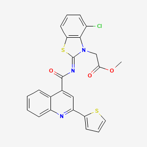 molecular formula C24H16ClN3O3S2 B3016504 (Z)-甲基 2-(4-氯-2-((2-(噻吩-2-基)喹啉-4-羰基)亚氨基)苯并[d]噻唑-3(2H)-基)乙酸酯 CAS No. 1322023-81-3