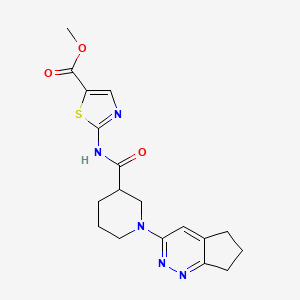 molecular formula C18H21N5O3S B3016509 2-(1-{5H,6H,7H-环戊[c]哒嗪-3-基}哌啶-3-酰胺)-1,3-噻唑-5-甲酸甲酯 CAS No. 2097897-56-6