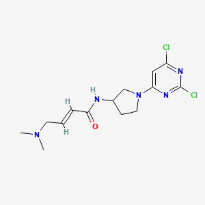 molecular formula C14H19Cl2N5O B3016510 (E)-N-[1-(2,6-Dichloropyrimidin-4-yl)pyrrolidin-3-yl]-4-(dimethylamino)but-2-enamide CAS No. 2411331-90-1