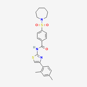 molecular formula C24H27N3O3S2 B3016512 4-(azepan-1-ylsulfonyl)-N-(4-(2,4-dimethylphenyl)thiazol-2-yl)benzamide CAS No. 306736-40-3
