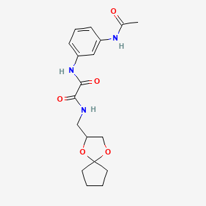 molecular formula C18H23N3O5 B3016518 N1-(1,4-dioxaspiro[4.4]nonan-2-ylmethyl)-N2-(3-acetamidophenyl)oxalamide CAS No. 899982-40-2