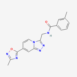 molecular formula C18H16N6O2 B3016521 3-methyl-N-{[7-(3-methyl-1,2,4-oxadiazol-5-yl)[1,2,4]triazolo[4,3-a]pyridin-3-yl]methyl}benzamide CAS No. 1775447-56-7