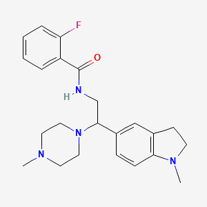molecular formula C23H29FN4O B3016525 2-fluoro-N-(2-(1-methylindolin-5-yl)-2-(4-methylpiperazin-1-yl)ethyl)benzamide CAS No. 922115-84-2