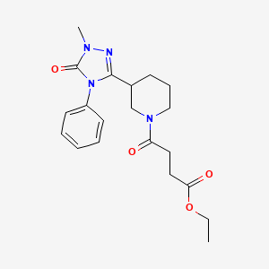 molecular formula C20H26N4O4 B3016535 ethyl 4-(3-(1-methyl-5-oxo-4-phenyl-4,5-dihydro-1H-1,2,4-triazol-3-yl)piperidin-1-yl)-4-oxobutanoate CAS No. 1396881-59-6