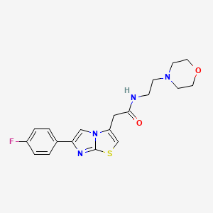 molecular formula C19H21FN4O2S B3016541 2-(6-(4-fluorophenyl)imidazo[2,1-b]thiazol-3-yl)-N-(2-morpholinoethyl)acetamide CAS No. 897464-10-7