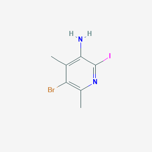 molecular formula C7H8BrIN2 B3016542 5-Bromo-2-iodo-4,6-dimethylpyridin-3-amine CAS No. 2256060-05-4