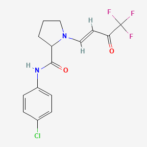 molecular formula C15H14ClF3N2O2 B3016547 (E)-N-(4-氯苯基)-1-(4,4,4-三氟-3-氧代丁-1-烯-1-基)吡咯烷-2-甲酰胺 CAS No. 477181-63-8
