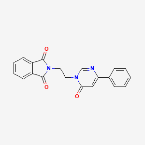 molecular formula C20H15N3O3 B3016548 2-(2-(6-oxo-4-phenylpyrimidin-1(6H)-yl)ethyl)isoindoline-1,3-dione CAS No. 1210240-16-6