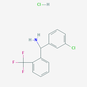molecular formula C14H12Cl2F3N B3016552 (3-Chlorophenyl)-[2-(trifluoromethyl)phenyl]methanamine;hydrochloride CAS No. 2241142-18-5