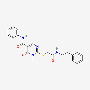 molecular formula C22H22N4O3S B3016554 1-methyl-6-oxo-2-((2-oxo-2-(phenethylamino)ethyl)thio)-N-phenyl-1,6-dihydropyrimidine-5-carboxamide CAS No. 894052-29-0