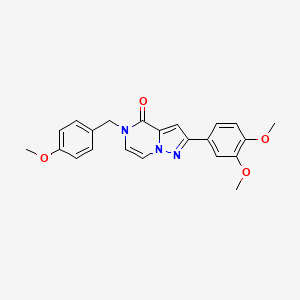 molecular formula C22H21N3O4 B3016561 2-(3,4-dimethoxyphenyl)-5-(4-methoxybenzyl)pyrazolo[1,5-a]pyrazin-4(5H)-one CAS No. 1326862-53-6