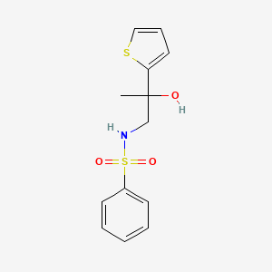 molecular formula C13H15NO3S2 B3016567 N-(2-hydroxy-2-(thiophen-2-yl)propyl)benzenesulfonamide CAS No. 1351614-81-7