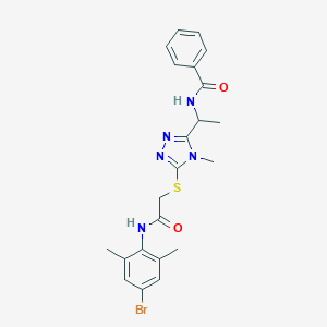 molecular formula C22H24BrN5O2S B301658 N-{1-[5-({2-[(4-bromo-2,6-dimethylphenyl)amino]-2-oxoethyl}sulfanyl)-4-methyl-4H-1,2,4-triazol-3-yl]ethyl}benzamide 