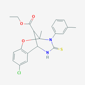 molecular formula C21H21ClN2O3S B3016583 ethyl 8-chloro-2-methyl-3-(3-methylphenyl)-4-thioxo-3,4,5,6-tetrahydro-2H-2,6-methano-1,3,5-benzoxadiazocine-11-carboxylate CAS No. 1007982-11-7